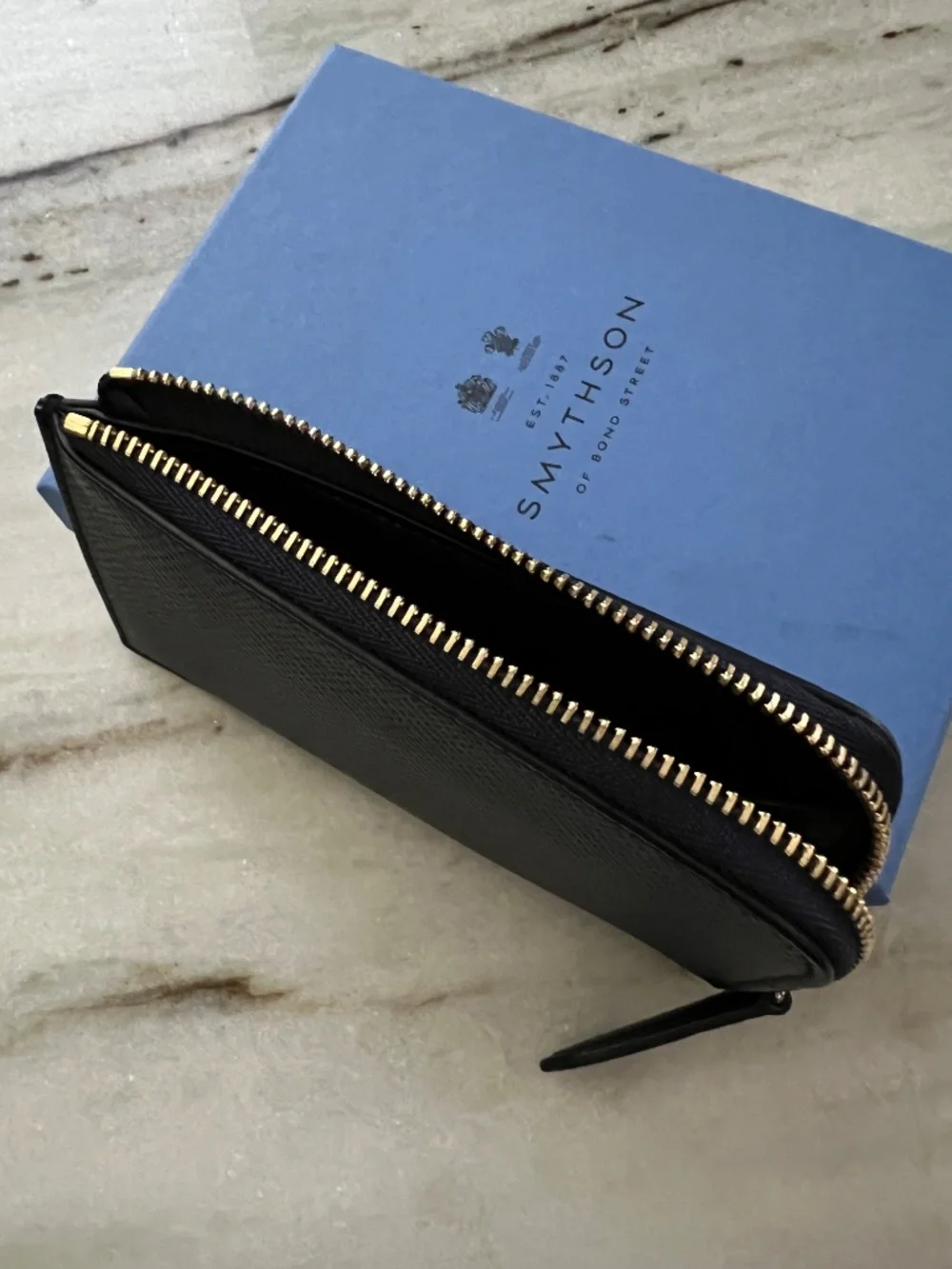 Smythson 4 Card Slot Coin Purse - Navy